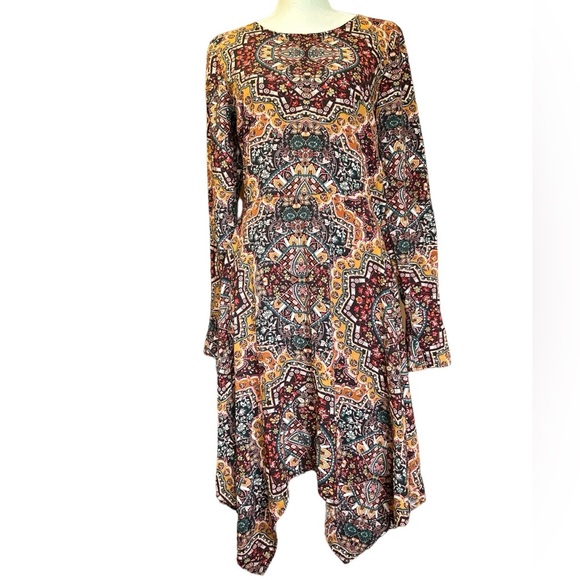 WRANGLER RETRO BELL SLEEVE HANDKERCHIEF HEM DRESS WESTERN SIZE SMALL - Picture 2 of 4